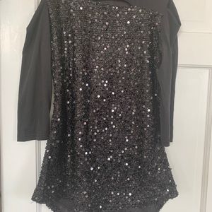 Black knit top with sparkle, Size M, NWOT